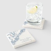 Charleston SC Karte Elegant Navy Blue Gastgeschenk Steinuntersetzer (Seitenansicht)