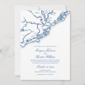 Charleston SC Karte Elegant Navy Blue Wedding (Vorderseite)