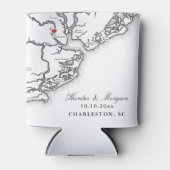Charleston SC Karte Schwarz-Weiß-Gastgeschenk Hoch Dosenkühler (Vorderseite)