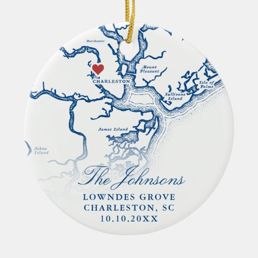 Charleston SC Map Hochzeitssommer Foto Weihnachten Keramik Ornament (Vorne)