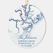 Charleston SC Map Hochzeitssommer Foto Weihnachten Keramik Ornament (Links)