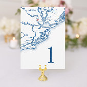 Charleston SC Map Wedding Tischnummer Cards