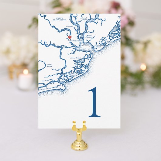 Charleston SC Map Wedding Tischnummer Cards