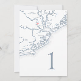 Charleston SC Map Wedding Tischnummer Cards