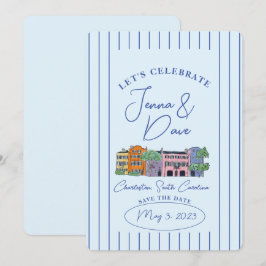 Charleston, SC Save the Date Watercolor Wedding