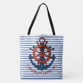 Charleston, SC Ship's Wheel and Anchor Striped Tasche (Vorderseite)