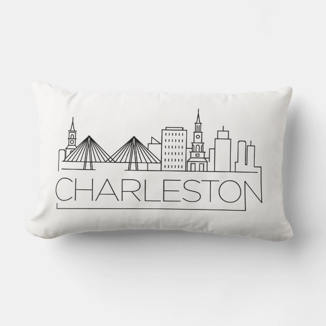 Charleston, SC Skyline Lumbar Pillow Lendenkissen (Vorderseite)