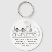 Charleston, SC Stylized Skyline | Benutzerdefinier Schlüsselanhänger (Vorderseite)