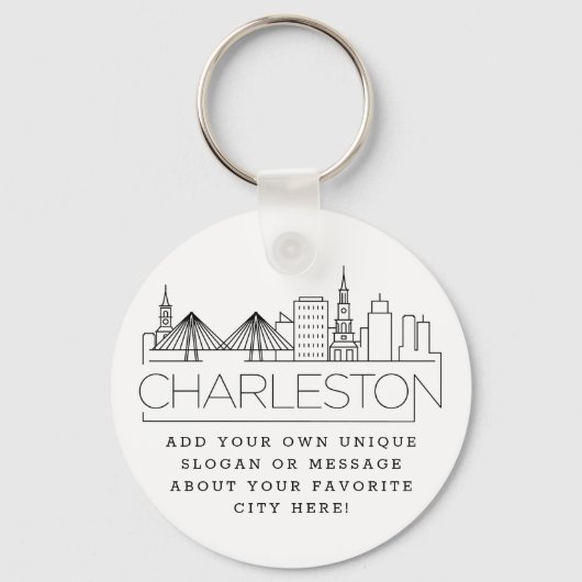 Charleston, SC Stylized Skyline | Benutzerdefinier Schlüsselanhänger (Vorderseite)