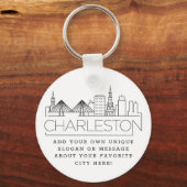 Charleston, SC Stylized Skyline | Benutzerdefinier Schlüsselanhänger (Vorderseite)