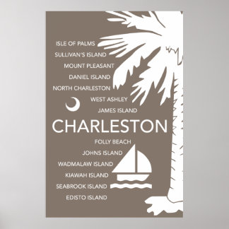 Charleston SC Towns - Brown Poster