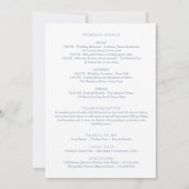 Charleston SC Wedding Welcome Itinerary Dusty Blue Dankeskarte (Rückseite)