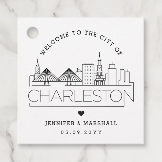 Charleston Skyline | Hochzeit Begrüßung Geschenkanhänger (Vorderseite)