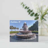 Charleston South Carolina Ananas Fountain Postkarte (Stehend Vorderseite)