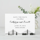 Charleston South Carolina Black Save the Date (Stehend Vorderseite)