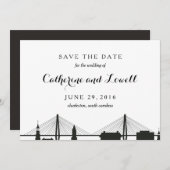 Charleston South Carolina Black Save the Date (Vorne/Hinten)