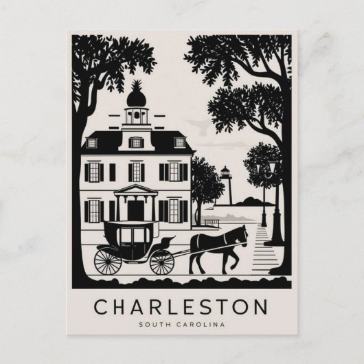 Charleston, South Carolina Black & White Postkarte (Vorderseite)