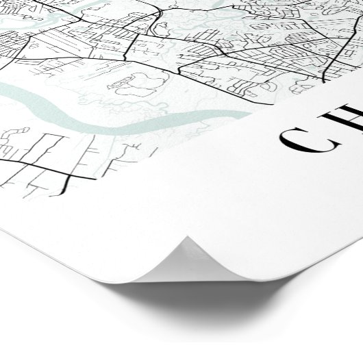 Charleston South Carolina Blue Water Street Karte Poster (Ecke)