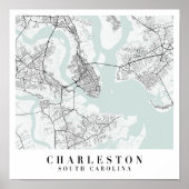 Charleston South Carolina Blue Water Street Karte Poster (Vorne)