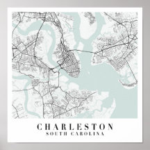 Charleston South Carolina Blue Water Street Karte