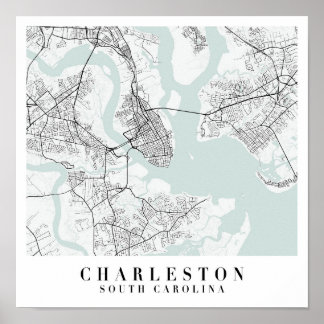 Charleston South Carolina Blue Water Street Karte Poster