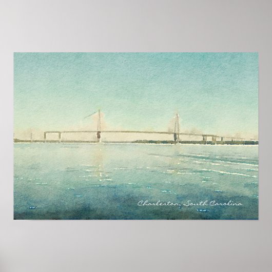 Charleston South Carolina Bridge Aquarell Print Poster (Vorne)