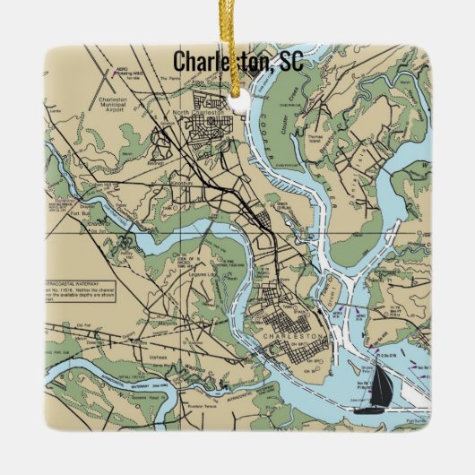 Charleston South Carolina Chart Keramikornament (Vorderseite)