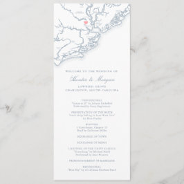 Charleston South Carolina Dusty Blue Wedding Programm