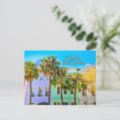 Charleston, South Carolina Farbenfrohe Gebäude Postkarte (Stehend Vorderseite)
