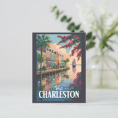 Charleston South Carolina Illustration Postkarte (Stehend Vorderseite)