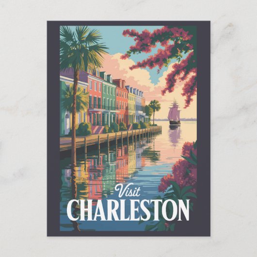 Charleston South Carolina Illustration Postkarte (Vorderseite)