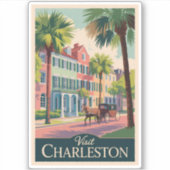 Charleston South Carolina Illustration Reisen Aufkleber (Vorderseite)
