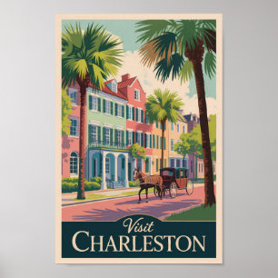 Charleston South Carolina Illustration Reisen Poster