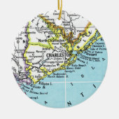 Charleston, South Carolina Karte Snowflake Ornamen Keramik Ornament (Vorne)