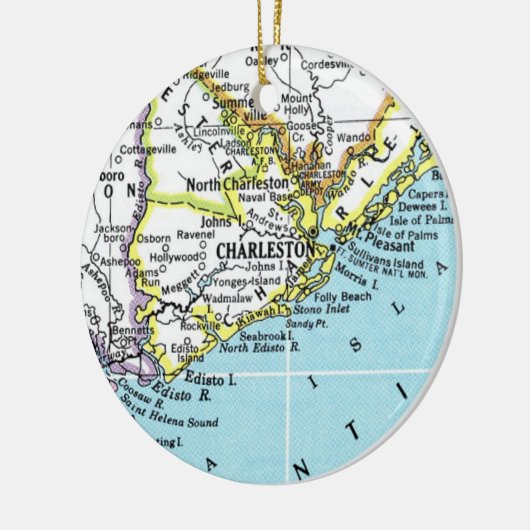 Charleston, South Carolina Karte Snowflake Ornamen Keramik Ornament (Links)