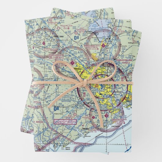 Charleston South Carolina Luftfahrtkarte Geschenkpapier Set (Beispiel)