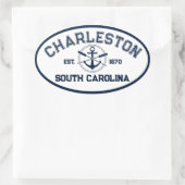 Charleston South Carolina Marine Crossed Oars Anch Ovaler Aufkleber (Tasche)