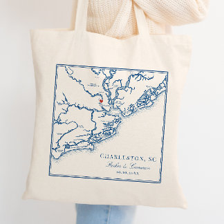 Charleston South Carolina Navy Blue Wedding Tragetasche