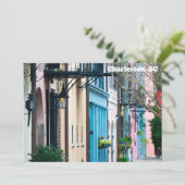 Charleston South Carolina Rainbow Row Flat Card (Stehend Vorderseite)
