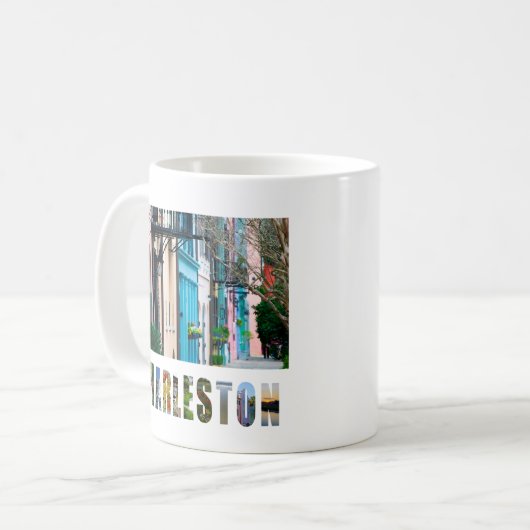 Charleston South Carolina Rainbow Row Houses Kaffeetasse (Vorderseite Links)
