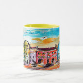 Charleston South Carolina Rainbow Row Whimsical Tasse (Zentrum)
