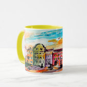Charleston South Carolina Rainbow Row Whimsical Tasse (Vorderseite Links)