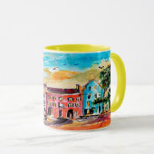 Charleston South Carolina Rainbow Row Whimsical Tasse (VorderseiteRechts)