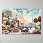 Charleston South Carolina Reisen Orte Aquarell Poster (Vorne)