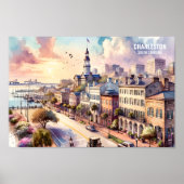 Charleston South Carolina Reisen Orte Aquarell Poster (Vorne)