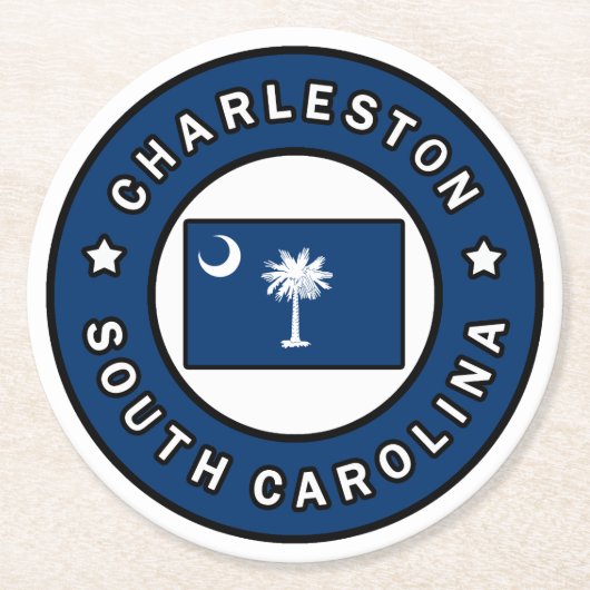 Charleston South Carolina Runder Pappuntersetzer (Vorderseite)
