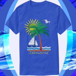 Charleston, South Carolina Sailboat und Sunshine T-Shirt