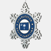 Charleston South Carolina Schneeflocken Zinn-Ornament (Rechts)