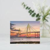 Charleston, South Carolina Sunset Bridge Postkarte (Stehend Vorderseite)