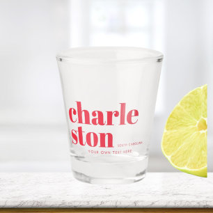 Charleston South Carolina Typografie Postkarte Schnapsglas